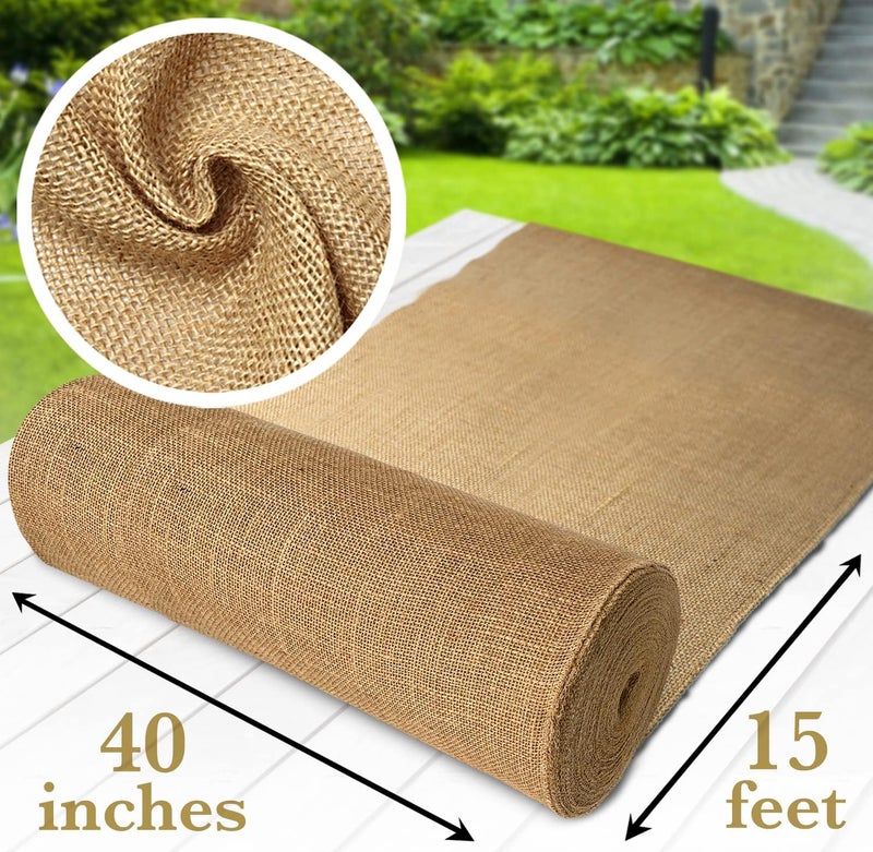 Burloptuous 40" x15 Feet Gardening Burlap Roll - Multipurpose Natural Burlap Fabric, High Density Jute Fiber Material for Decorations, Center Pieces for Home, Rustic Party Décor - Image 2